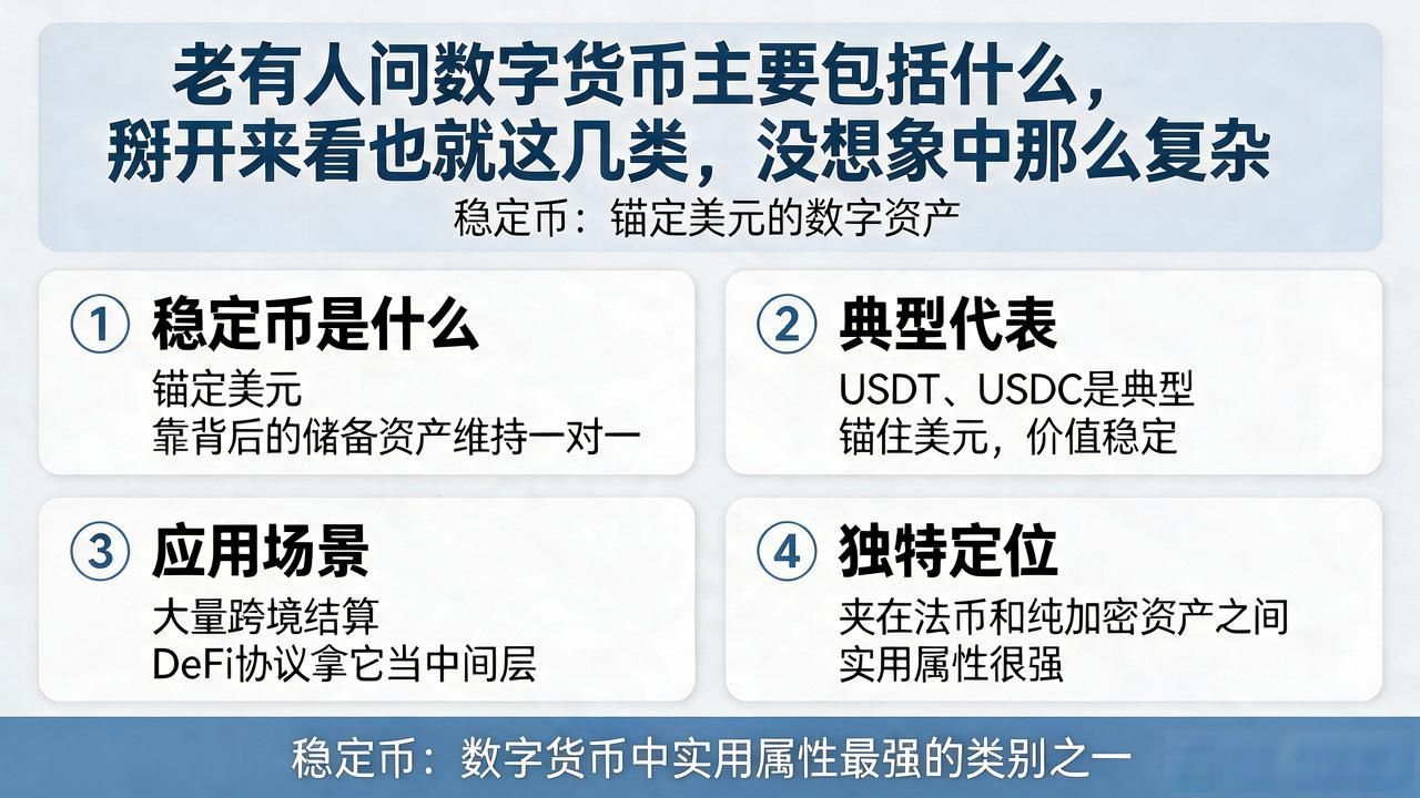 老有人问数字货币主要包括什么，掰开来看也就这几类，没想象中那么复杂